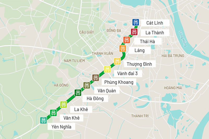 Lịch trình tuyến Metro Cát Linh – Hà Đông