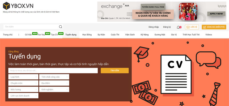 Ybox.vn là trang thông tin việc làm cho giới trẻ và sinh viên
